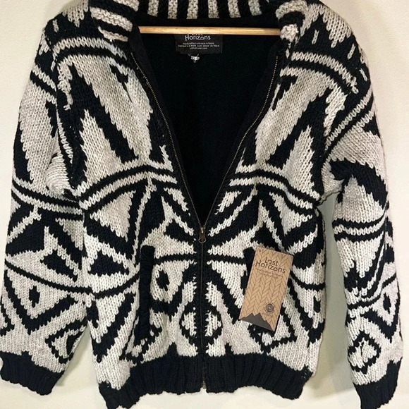 Lost Horizons Wool Handknit Chunky Knit Cardigan Sweater NWT Size XXS Cowichan - Picture 4 of 12